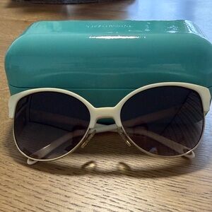 Tiffany White Sunglasses with Case, Bag and Dust Cloth